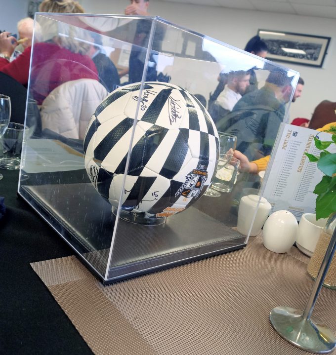 Matchball sponsors table, Vale Park stadium 2021