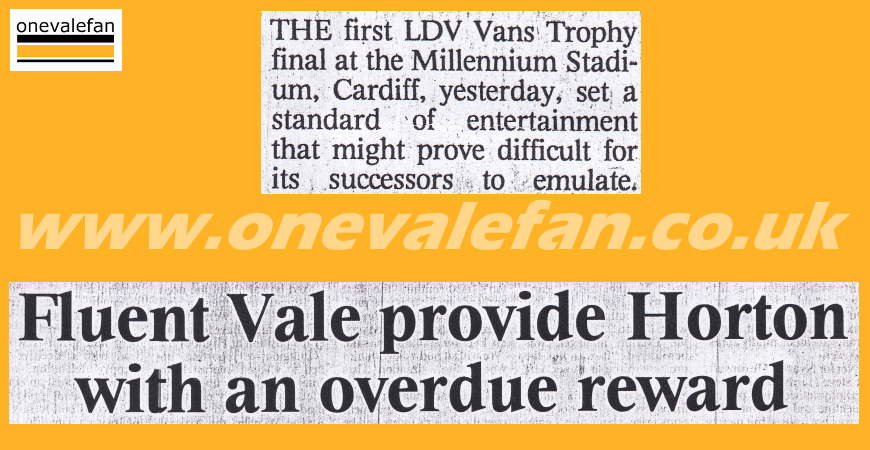 How the national press viewed Port Vale’s 2001 LDV Vans Trophy final win