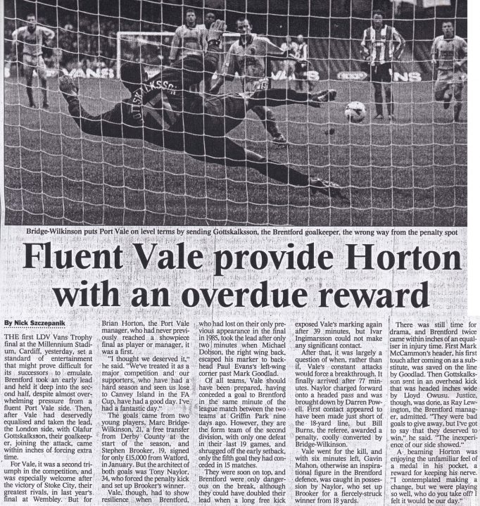 Report on the 2001 LDV Vans Trophy final