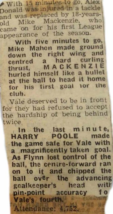 Port Vale 4-2 Workington, 1967