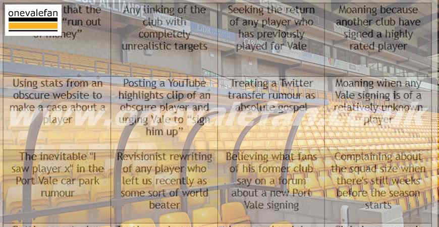 Here’s your (completely unofficial) Port Vale summer transfer window bingo card