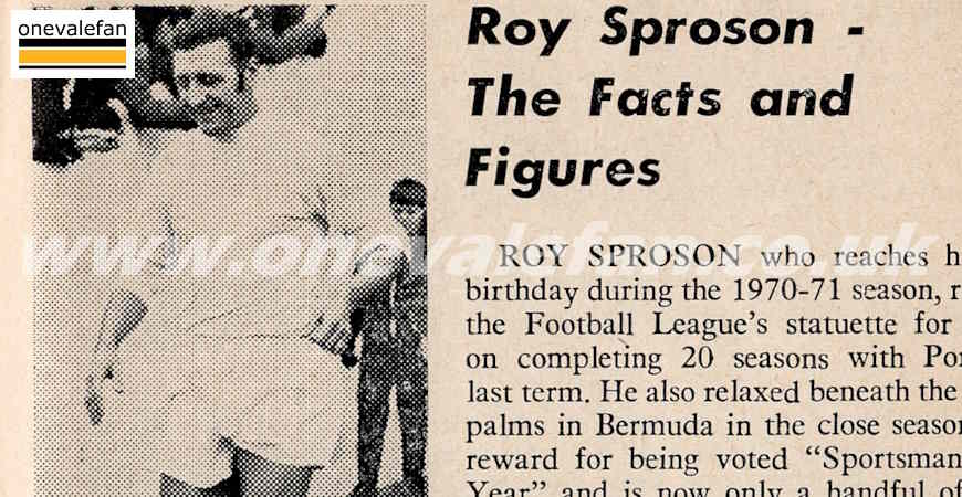 Photo Essay: a programme feature on Vale legend Roy Sproson from 1970