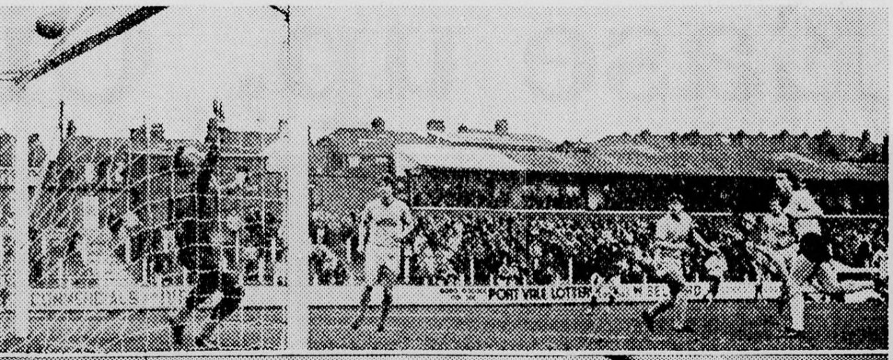 Billy Kellock (right) heads a Port Vale goal against Exeter City