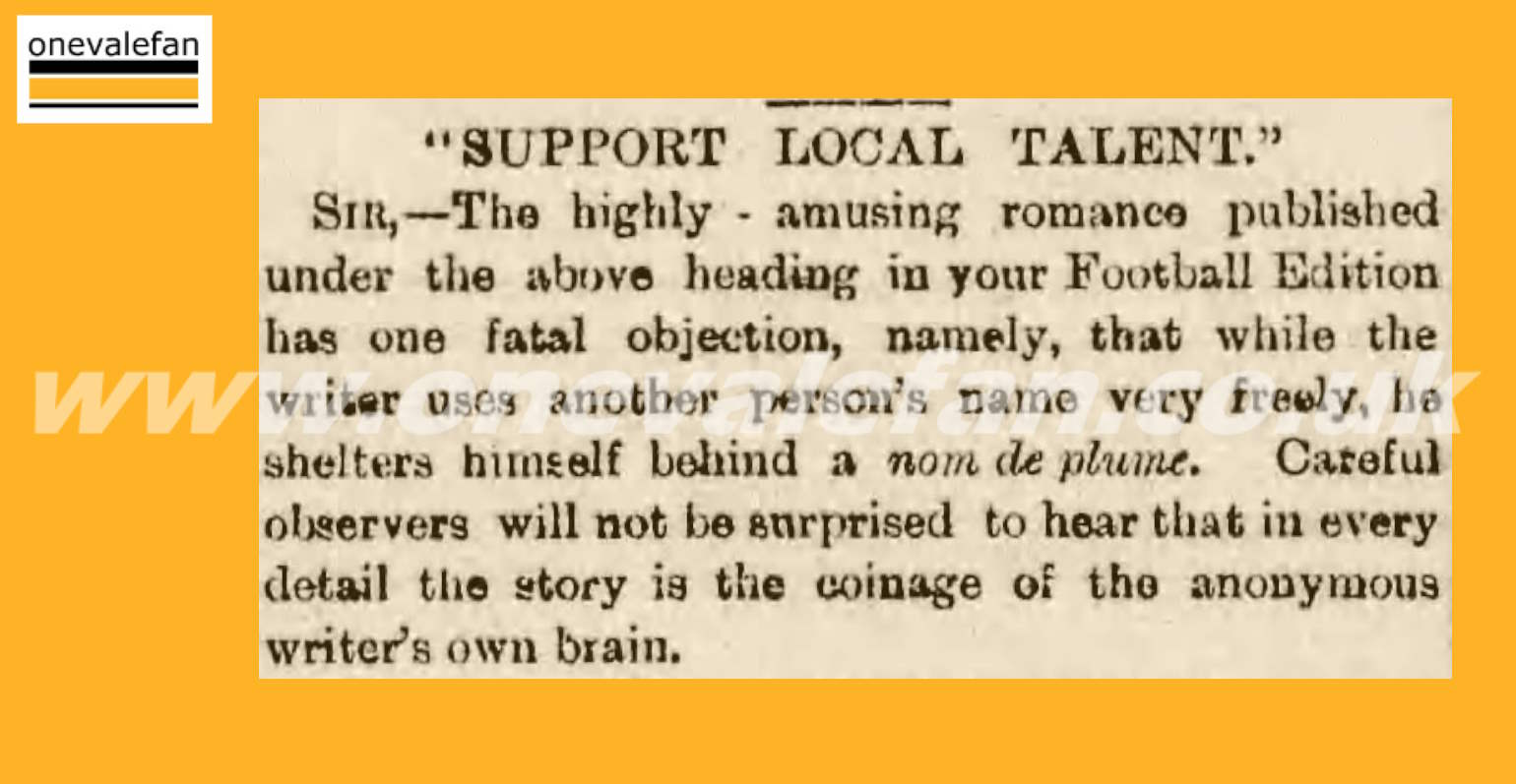 Clippings: “hobbledehoys” – a Port Vale spat in the 1895 letters section of the Sentinel