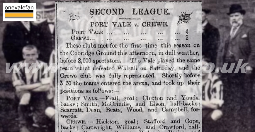 Read an 1893 match report as Port Vale thrash rivals Crewe