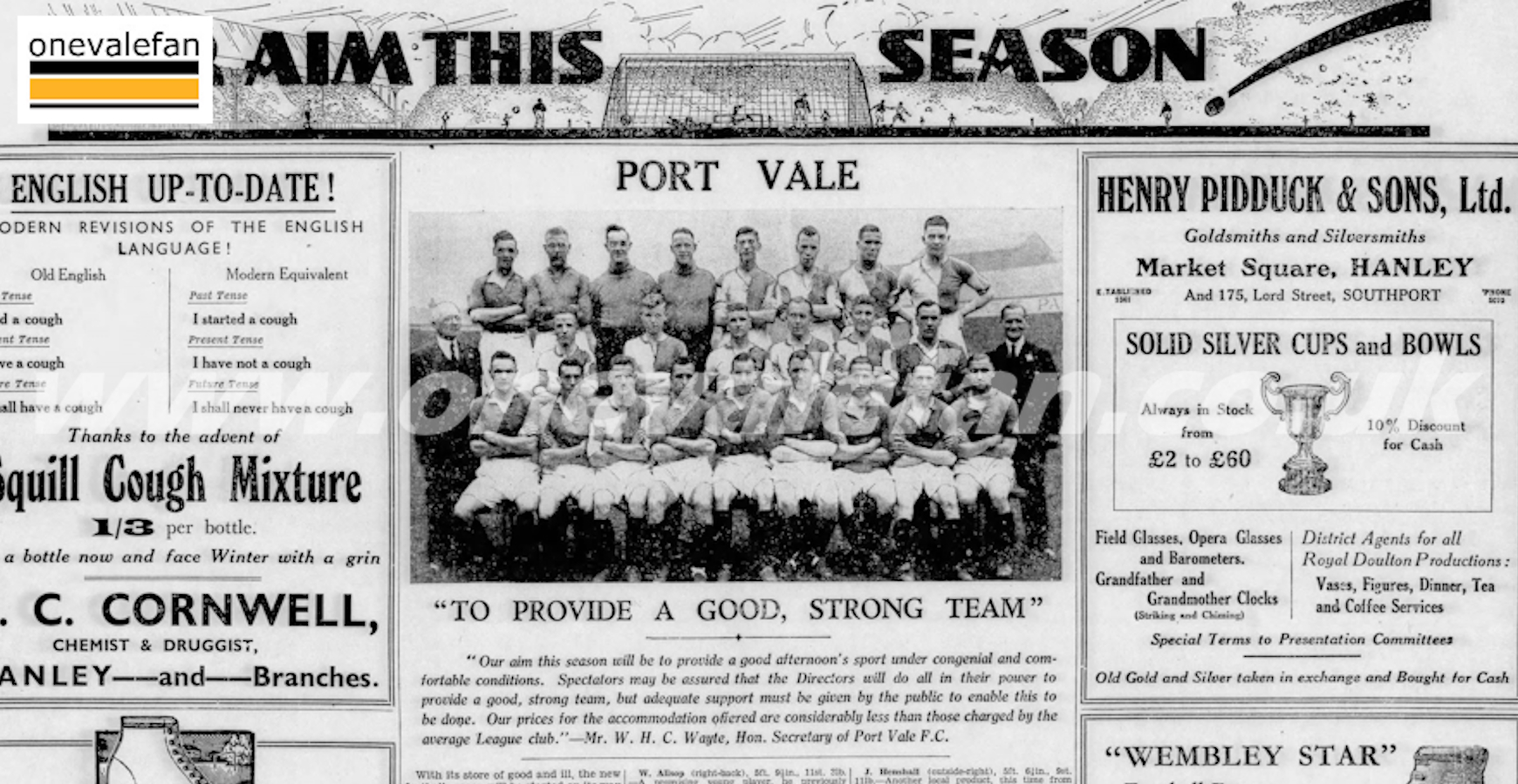 Read profiles of the 1932-33 Port Vale squad