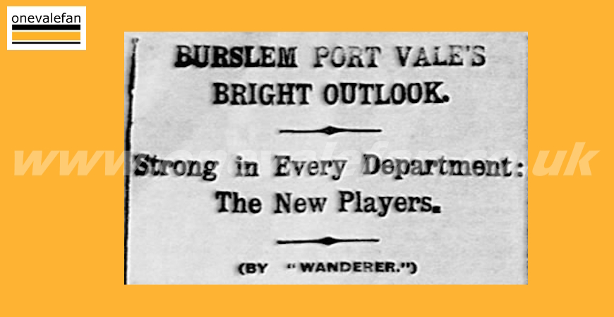 “Bright outlook” – the Port Vale 1912-13 season preview