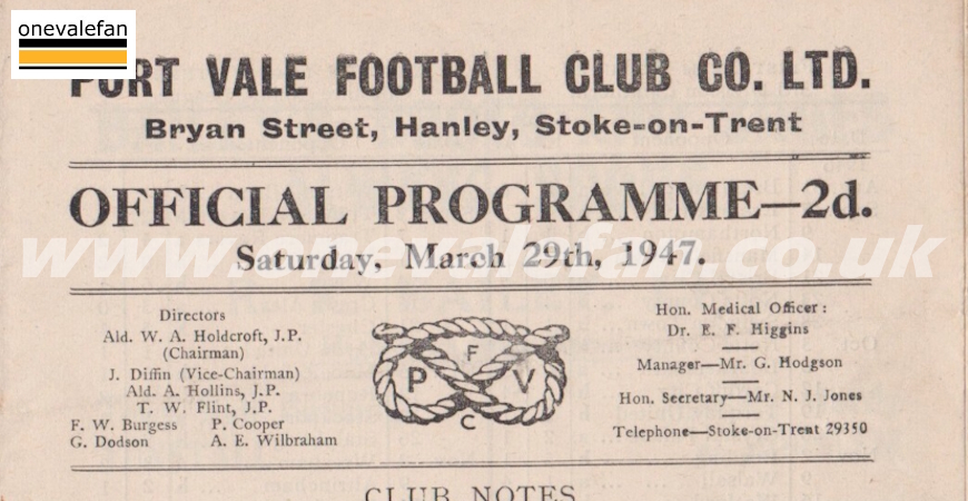 Rare Port Vale programme sells for four figure sum