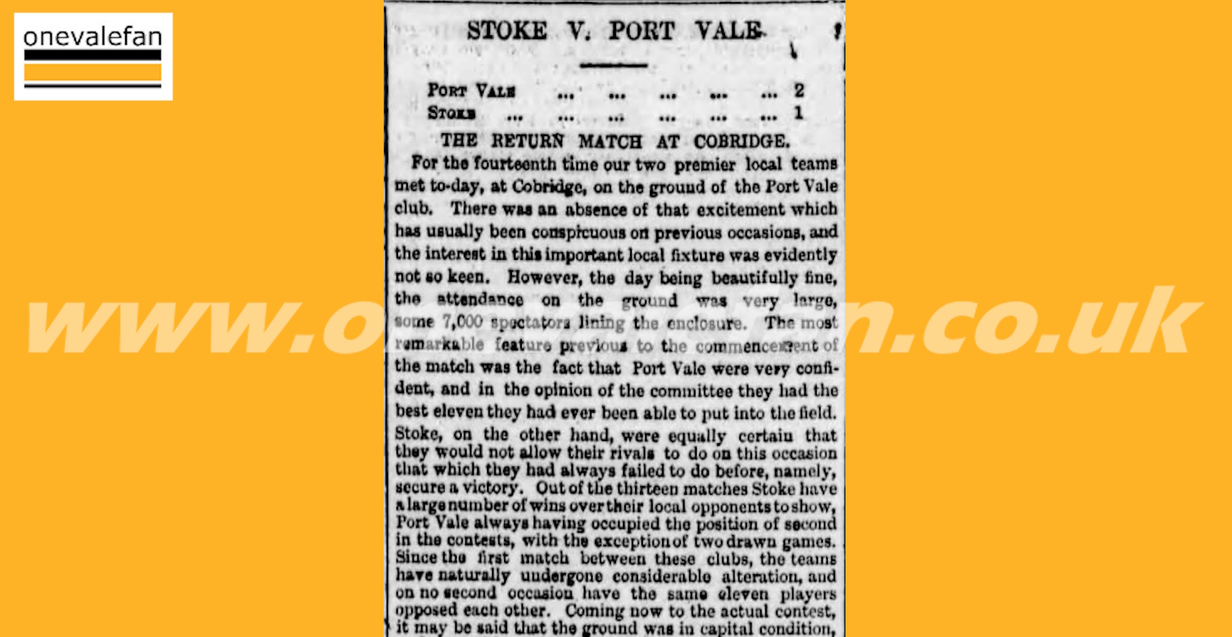A report on Port Vale’s first-ever derby win over Stoke City