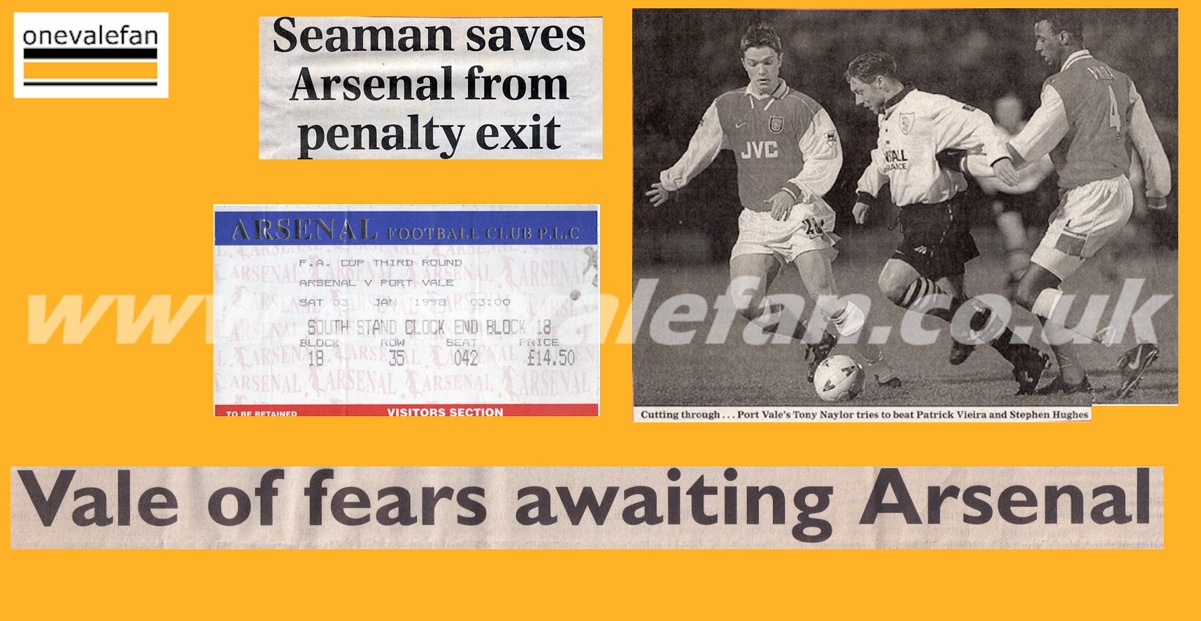 Throwback Thursday: remembering Port Vale’s games against Arsenal in 1998…