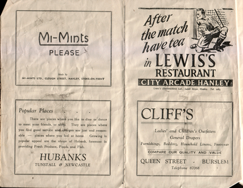 Port Vale v Wrexham programme, 1954
