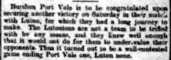Luton Town v Port Vale clipping 1898