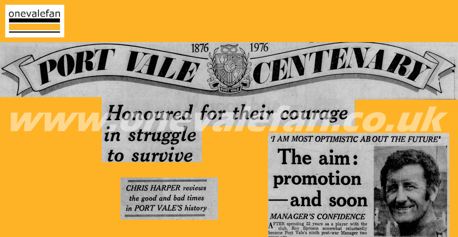 Press coverage of Port Vale’s official centenary in 1976