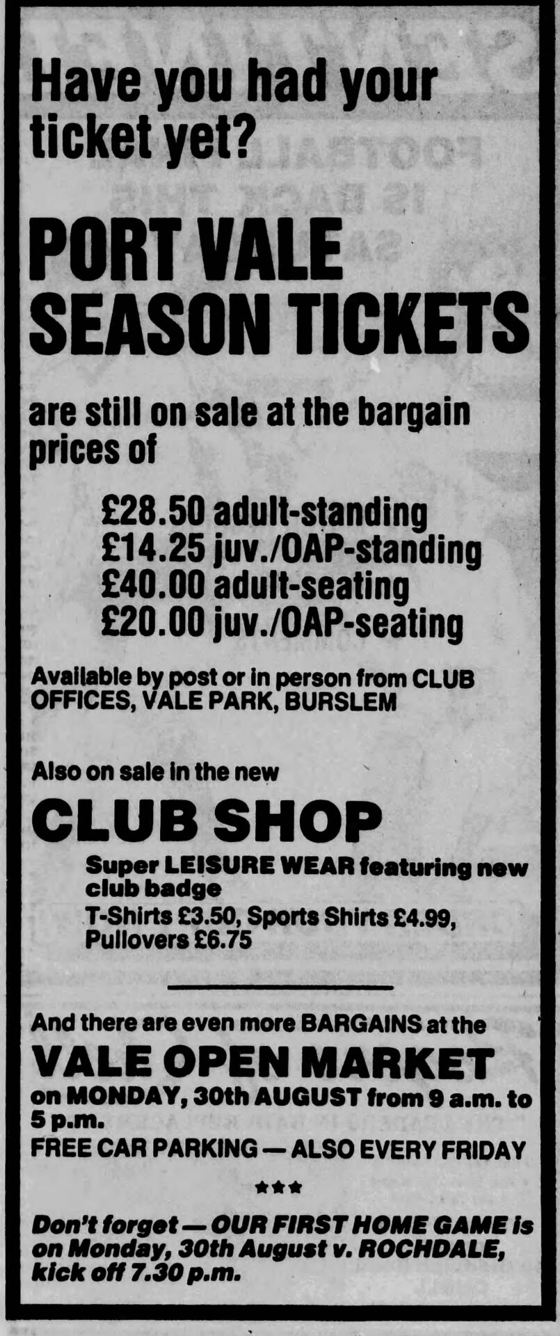 Port Vale’s promotion in 1983 – John McGrath reign’s crowning moment