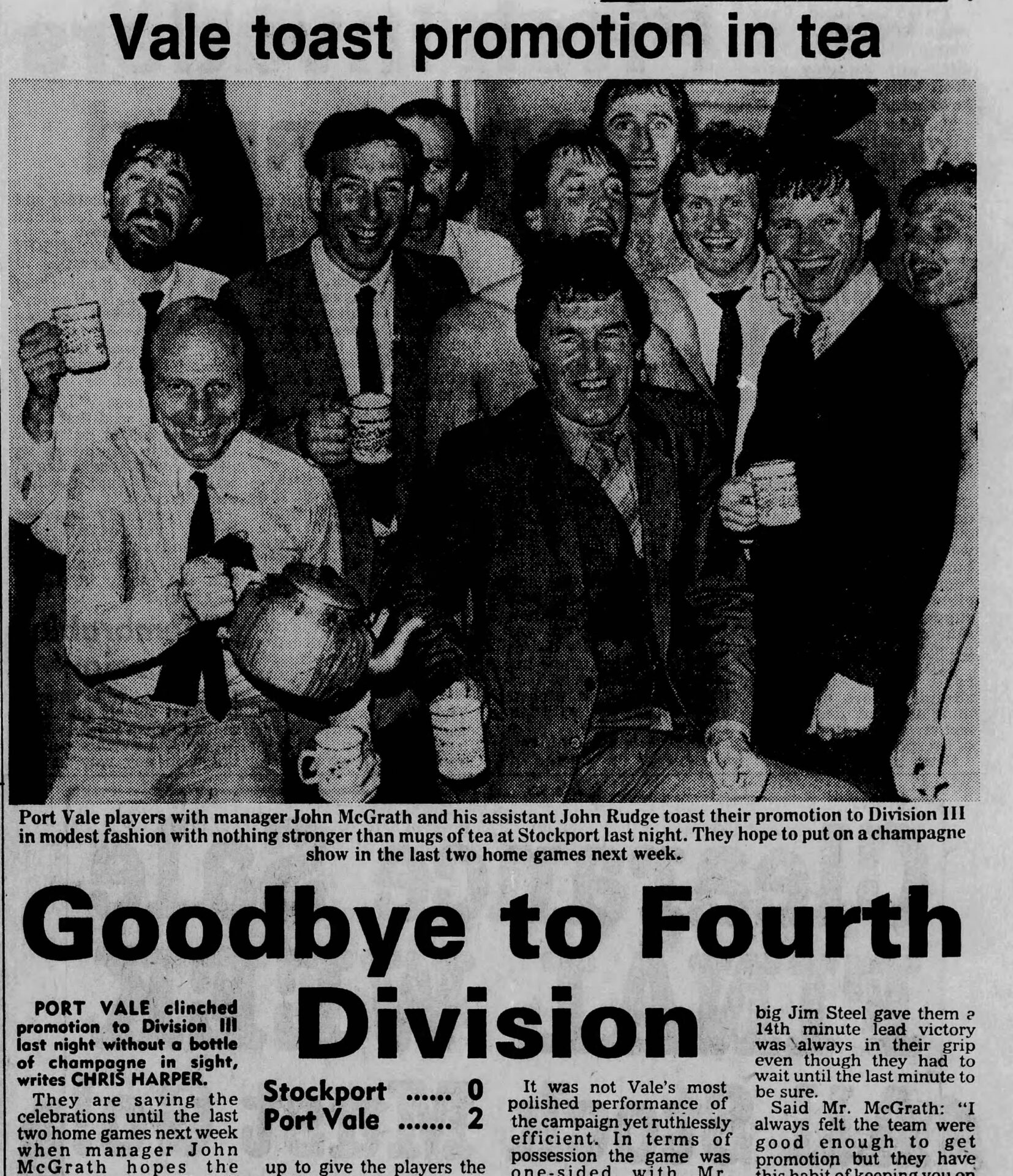 Port Vale’s promotion in 1983 – John McGrath reign’s crowning moment