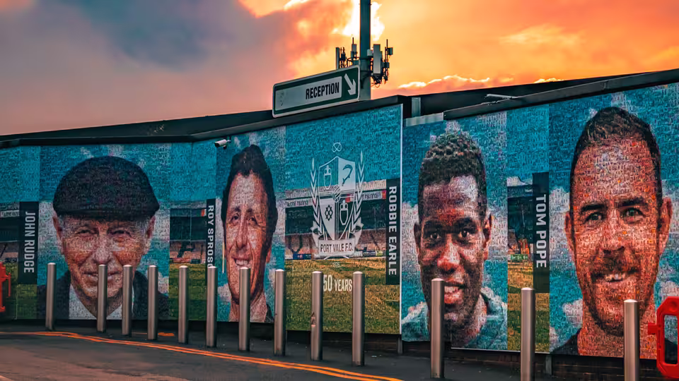 The community mural at the Vale Park stadium