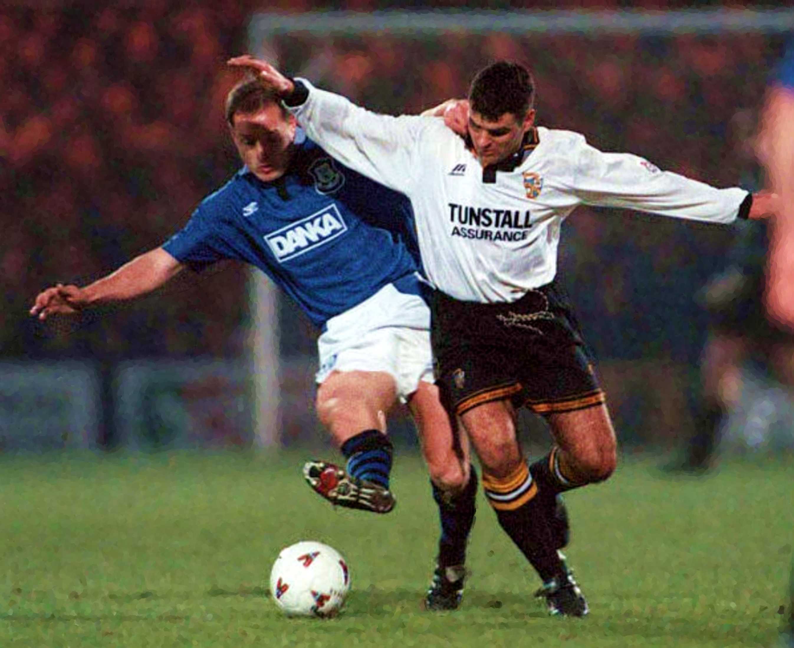 Ian Bogie in action against Everton