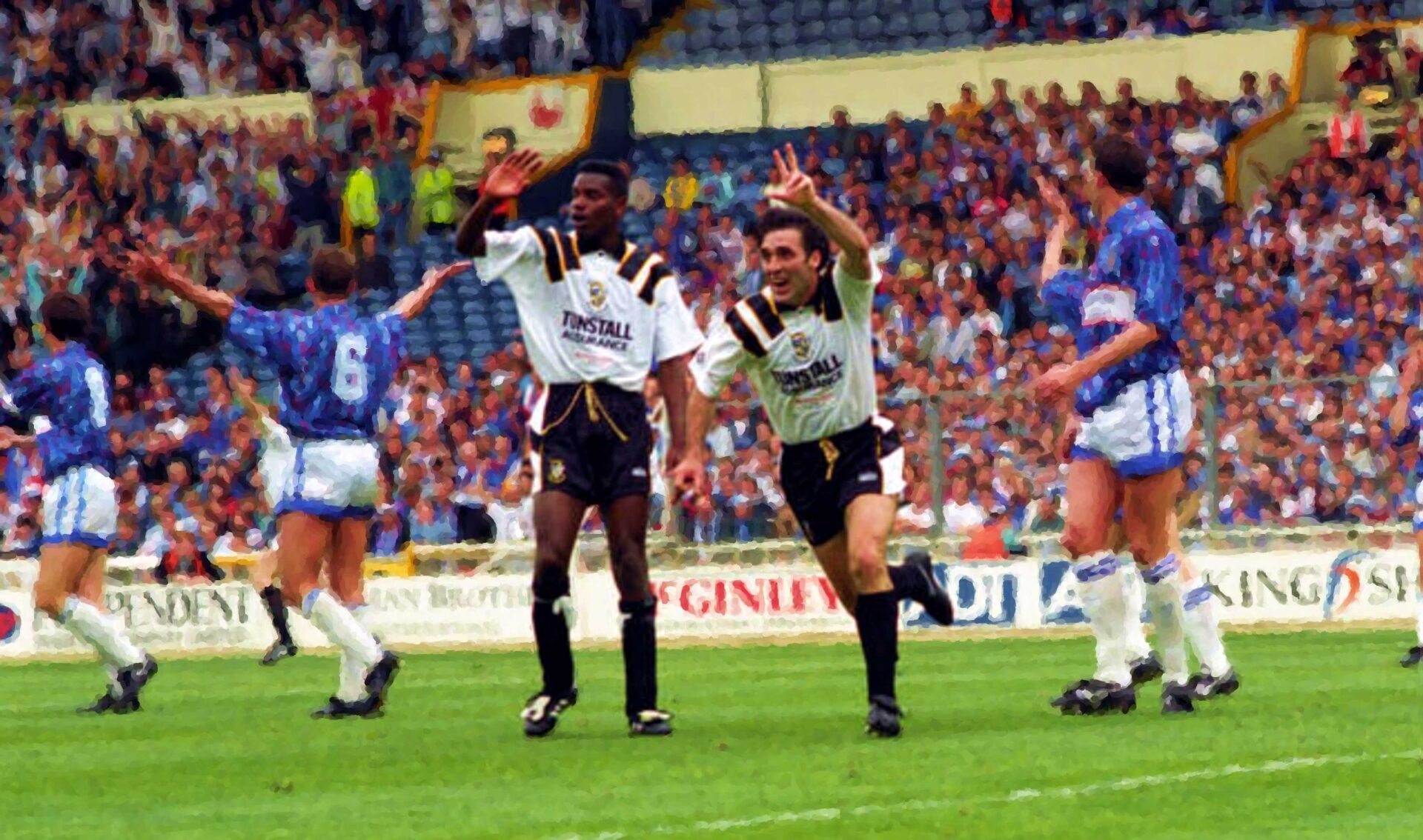 Bernie Slaven wheels away after scoring
