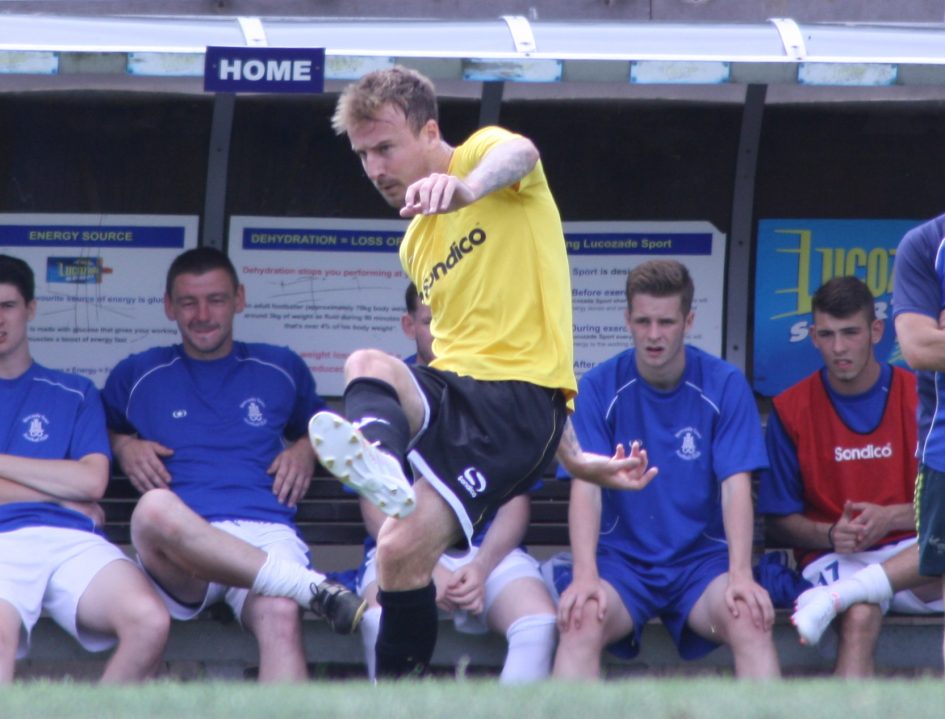 Port Vale midfielder Chris Lines in action against Newcastle Town - AS Photos