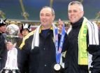 Mark Grew wearing Rob Fielding's scarf after the LDV Trophy final win 20